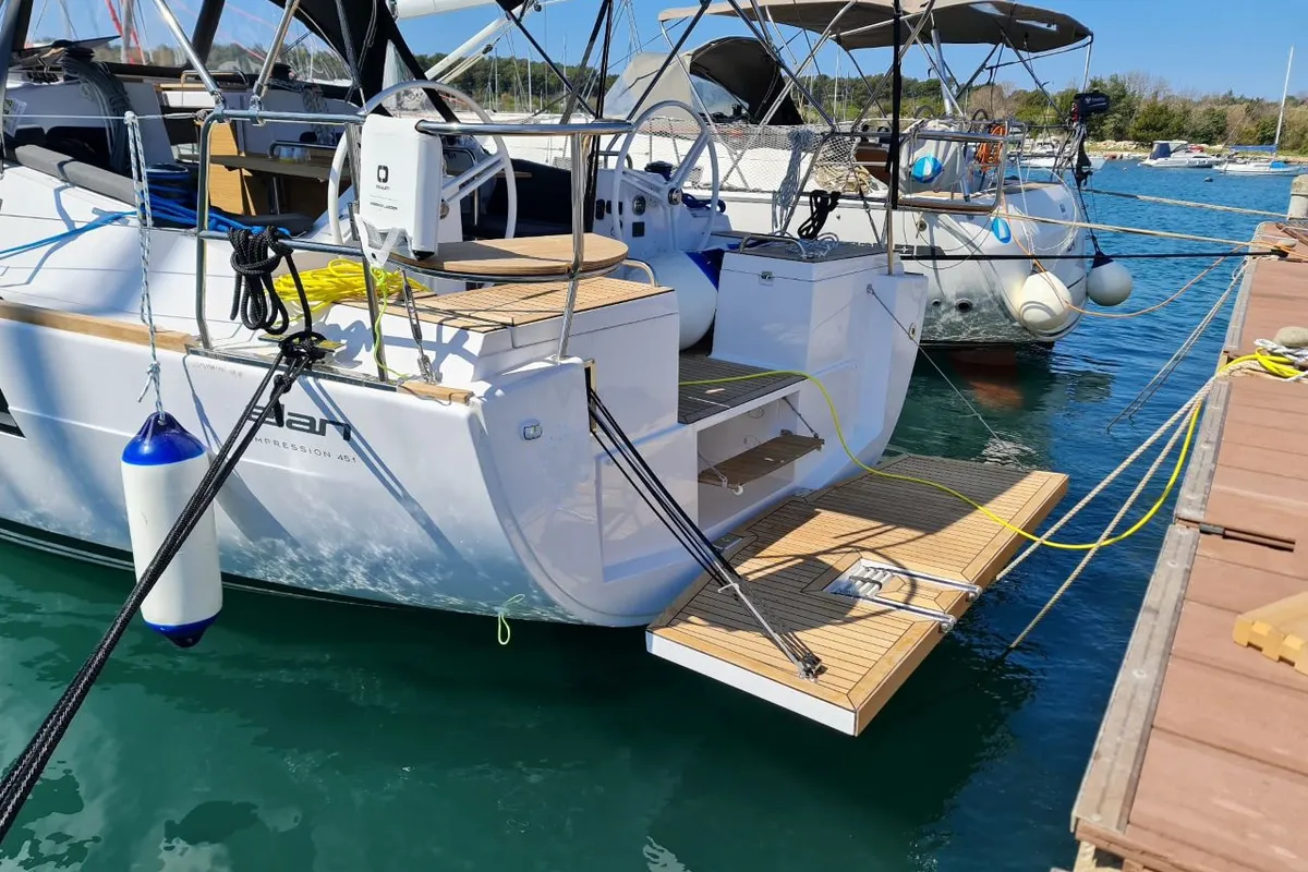 Oxygen, a Elan Impression 45.1 sailboat at Trogir, Croatia
