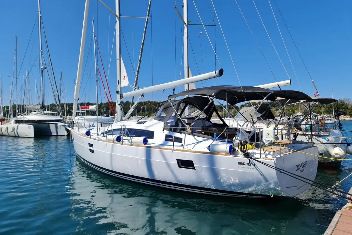 Oxygen, a Elan Impression 45.1 sailboat at Trogir, Croatia