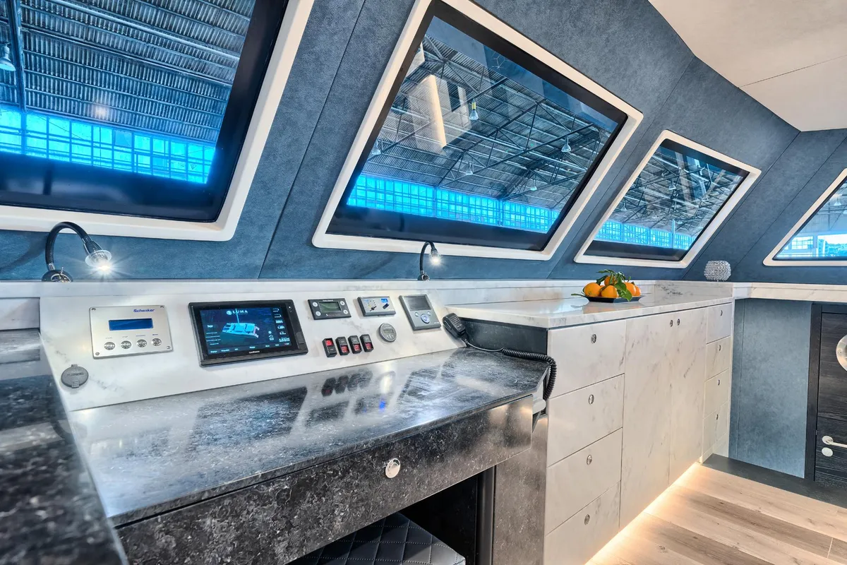 Salon of Luna 49, a catamaran at Split, Croatia