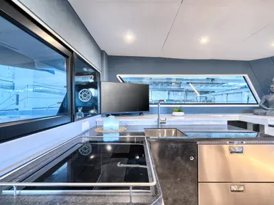 Galley of Luna 49, a catamaran at Split, Croatia