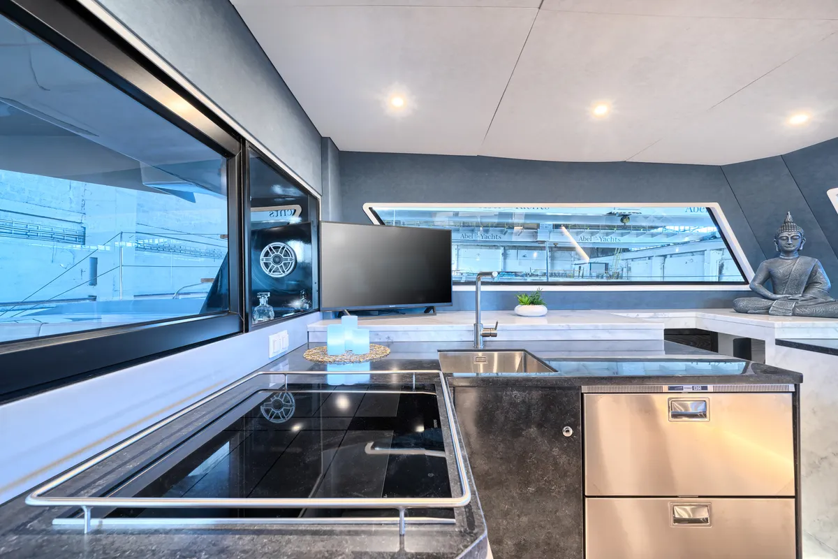 Galley of Luna 49, a catamaran at Split, Croatia