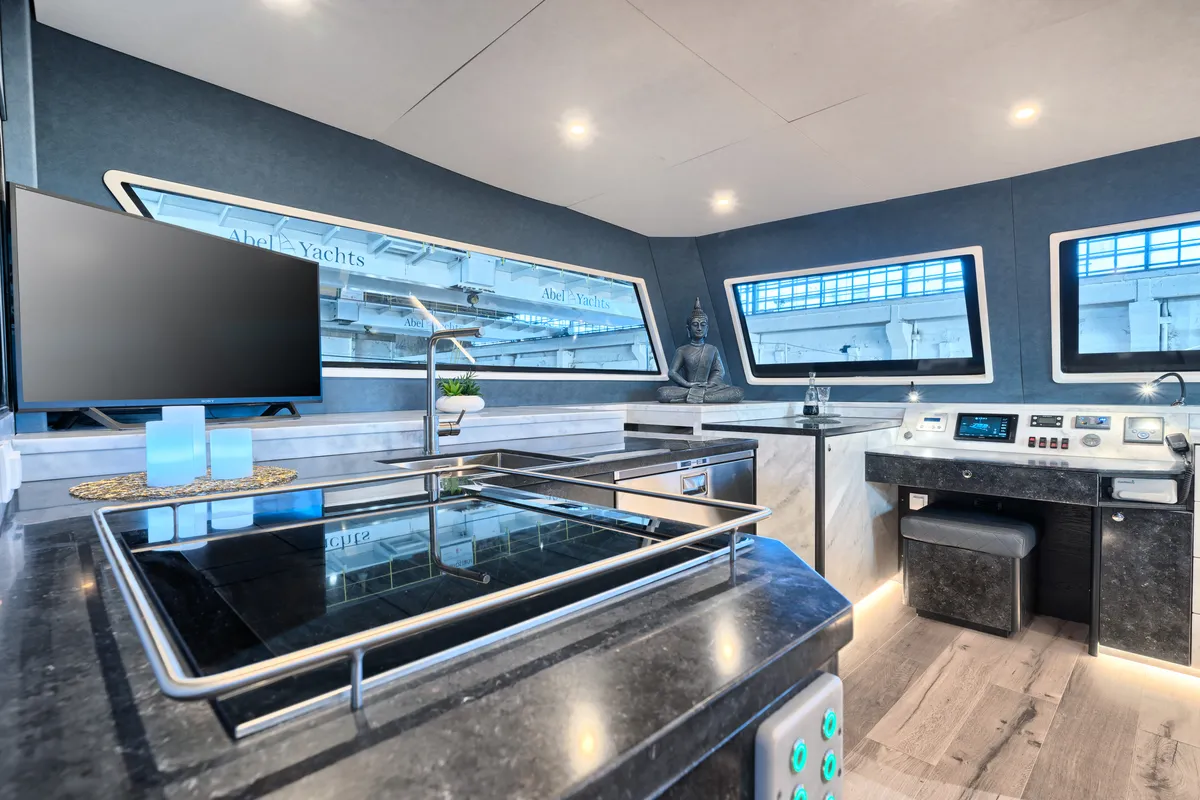 Galley of Luna 49, a catamaran at Split, Croatia