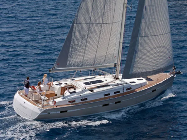Exterior view of Fija, a Bavaria Cruiser 50 sailboat at Sukošan, Croatia