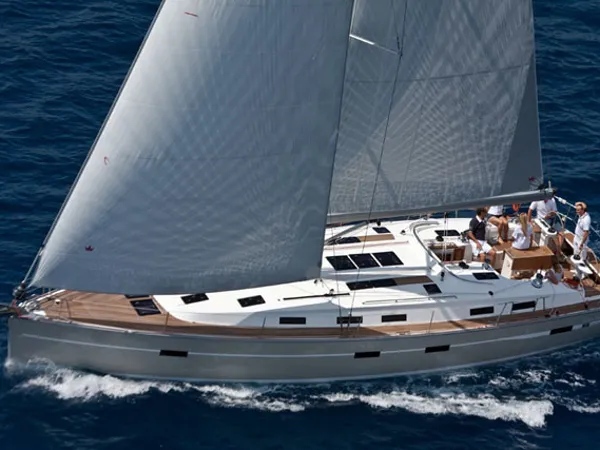 Exterior view of Fija, a Bavaria Cruiser 50 sailboat at Sukošan, Croatia