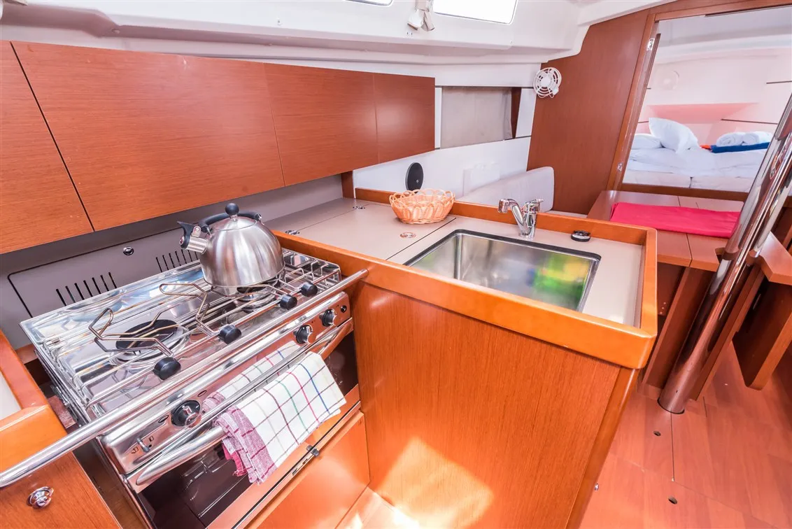 Galley of Bela, a Beneteau Oceanis 35.1 sailboat at Split, Croatia