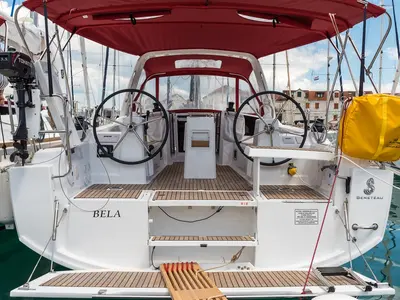 Cockpit of Bela, a Beneteau Oceanis 35.1 sailboat at Split, Croatia