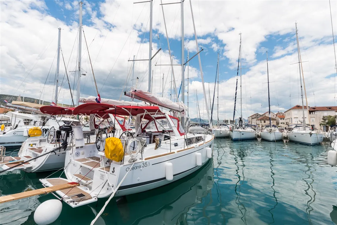 Exterior view of Bela, a Beneteau Oceanis 35.1 sailboat at Split, Croatia