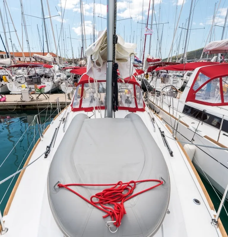 Exterior view of Bela, a Beneteau Oceanis 35.1 sailboat at Split, Croatia