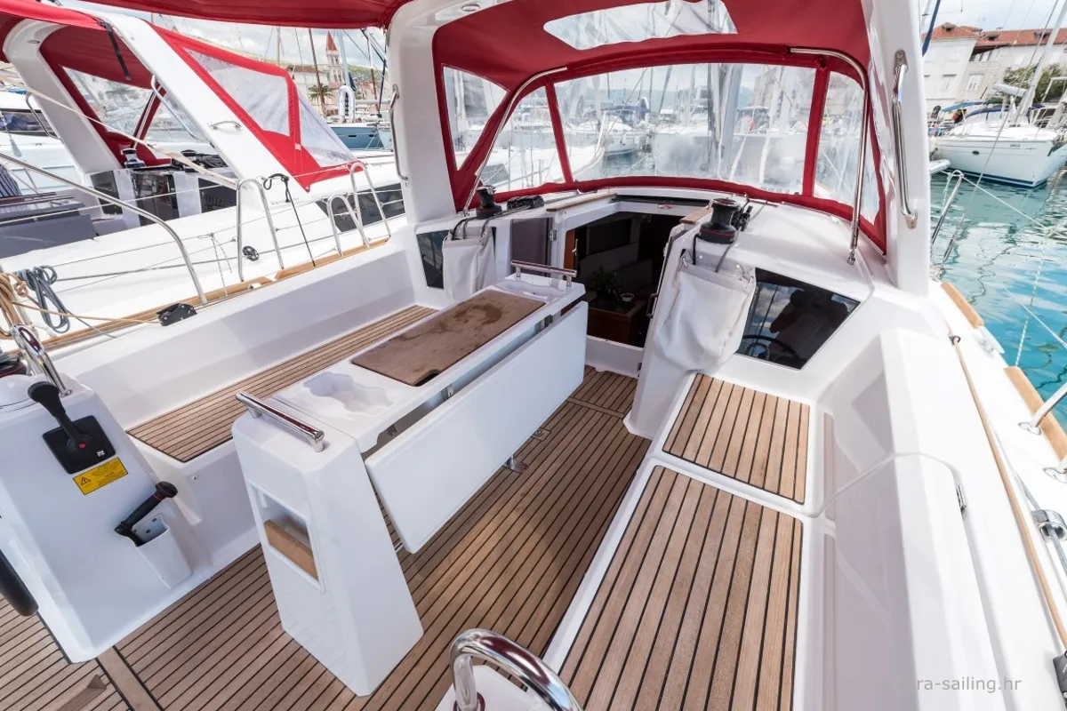 Cockpit of Bela, a Beneteau Oceanis 35.1 sailboat at Split, Croatia