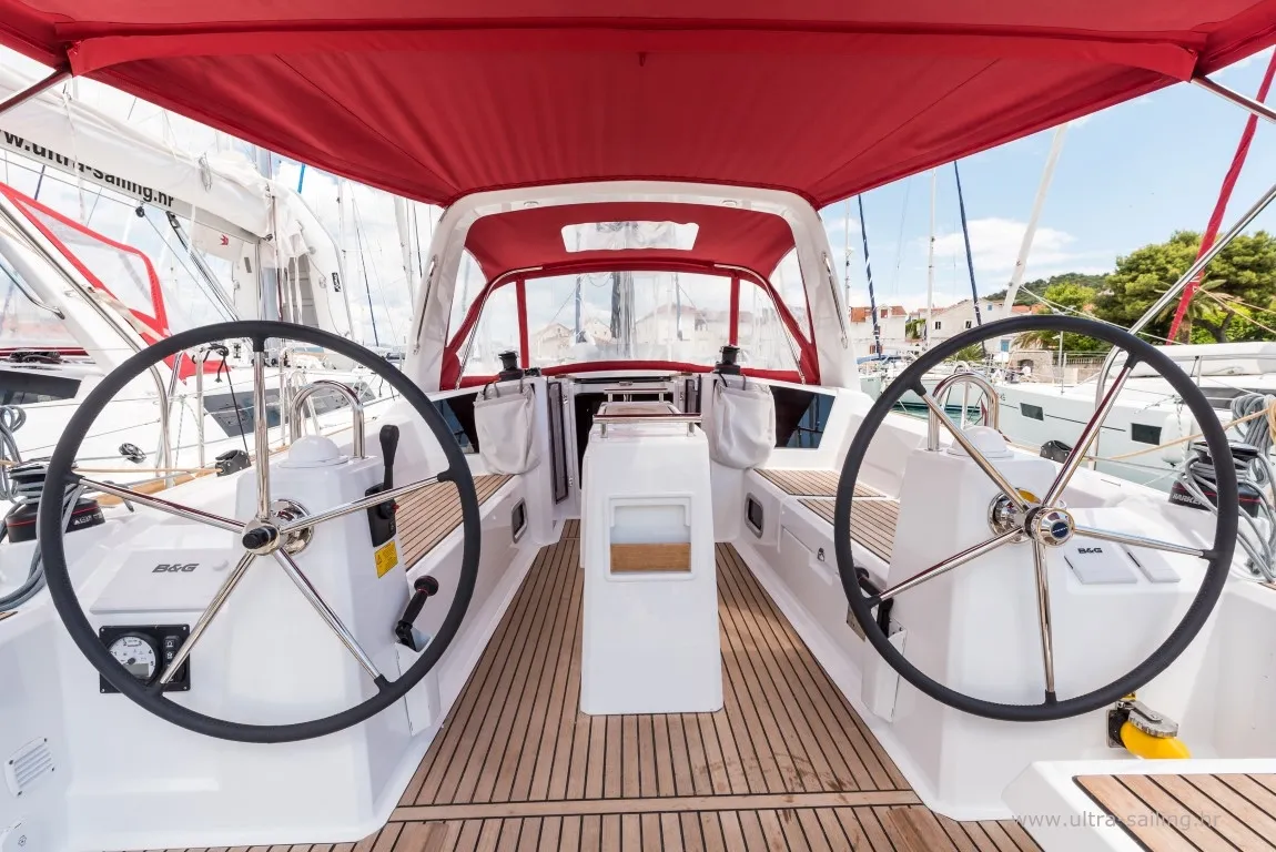 Cockpit of Bela, a Beneteau Oceanis 35.1 sailboat at Split, Croatia