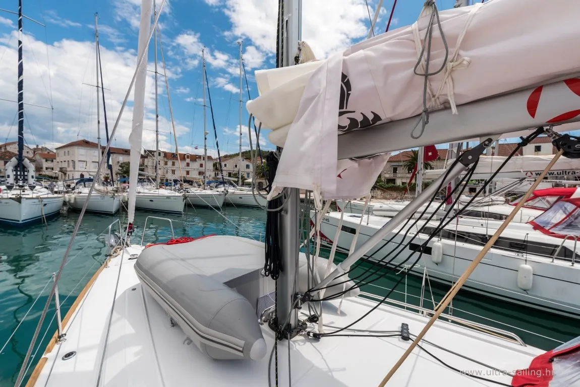 Exterior view of Bela, a Beneteau Oceanis 35.1 sailboat at Split, Croatia