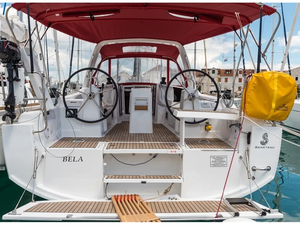 Exterior view of Bela, a Beneteau Oceanis 35.1 sailboat at Split, Croatia