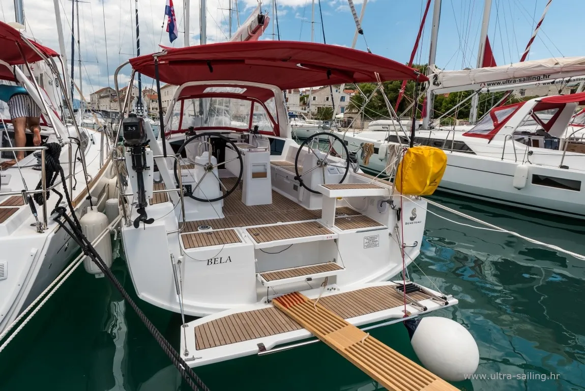 Exterior view of Bela, a Beneteau Oceanis 35.1 sailboat at Split, Croatia