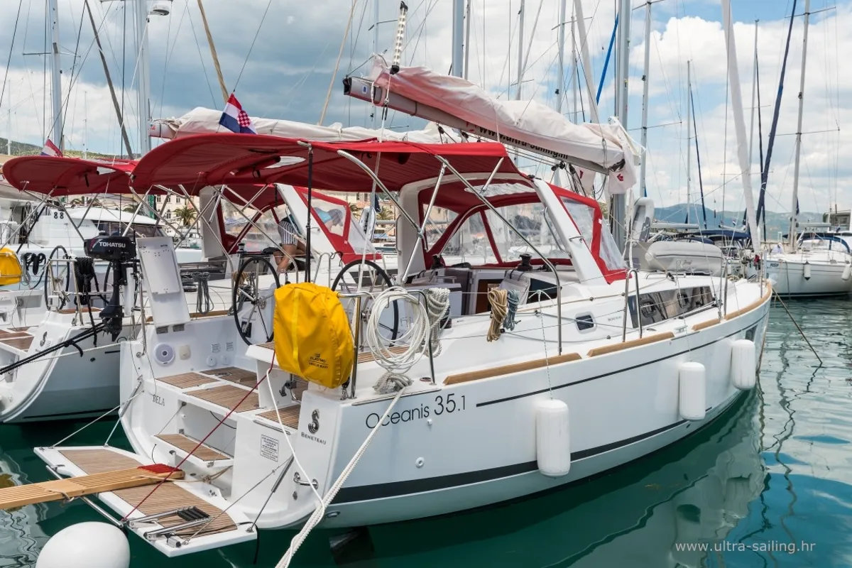 Exterior view of Bela, a Beneteau Oceanis 35.1 sailboat at Split, Croatia