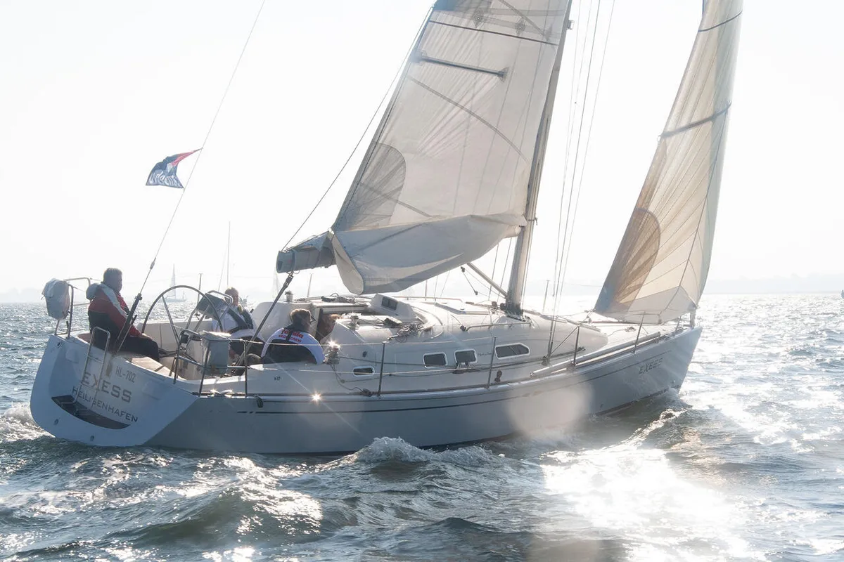Exterior view of eXess, a X-Yachts X-37 sailboat at Barth, Germany