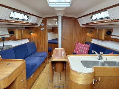 Salon of eXess, a X-Yachts X-37 sailboat at Barth, Germany