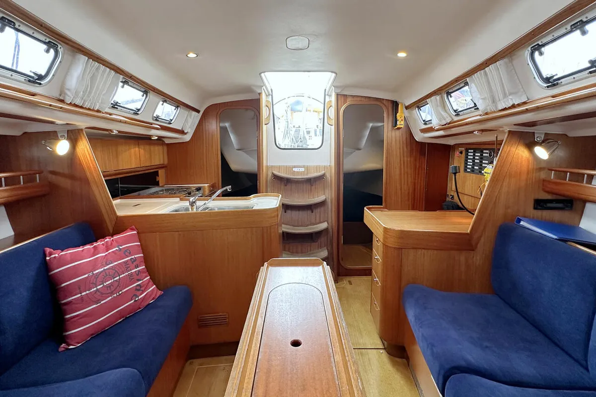 Salon of eXess, a X-Yachts X-37 sailboat at Barth, Germany