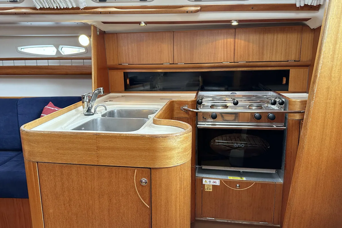 Galley of eXess, a X-Yachts X-37 sailboat at Barth, Germany