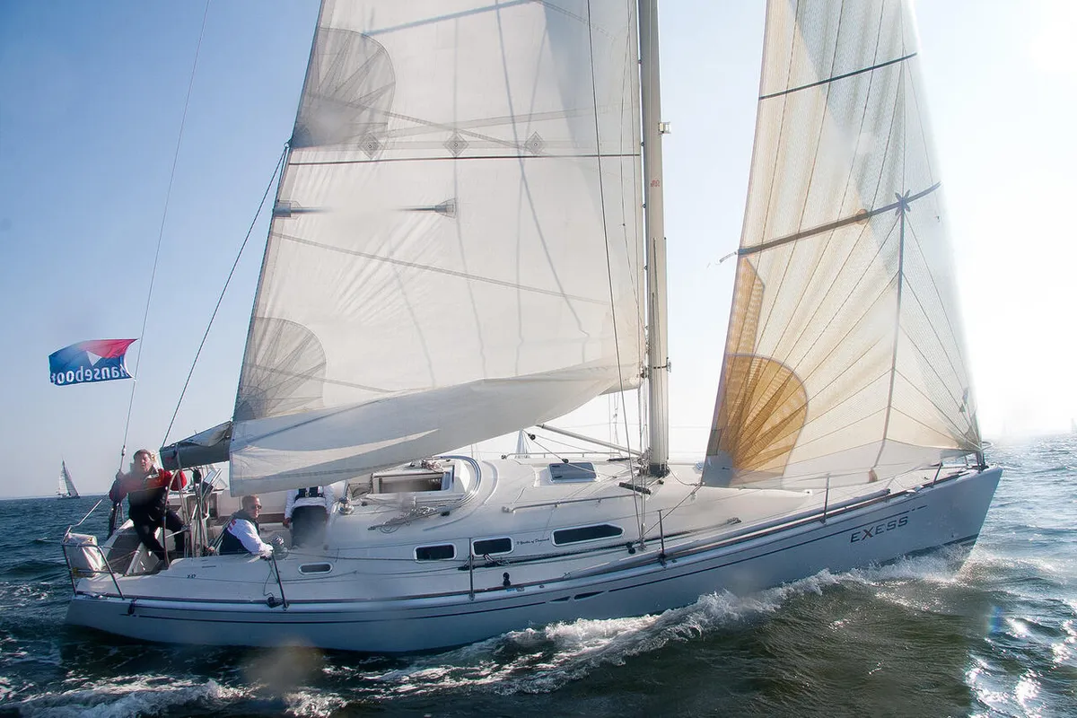 Exterior view of eXess, a X-Yachts X-37 sailboat at Barth, Germany