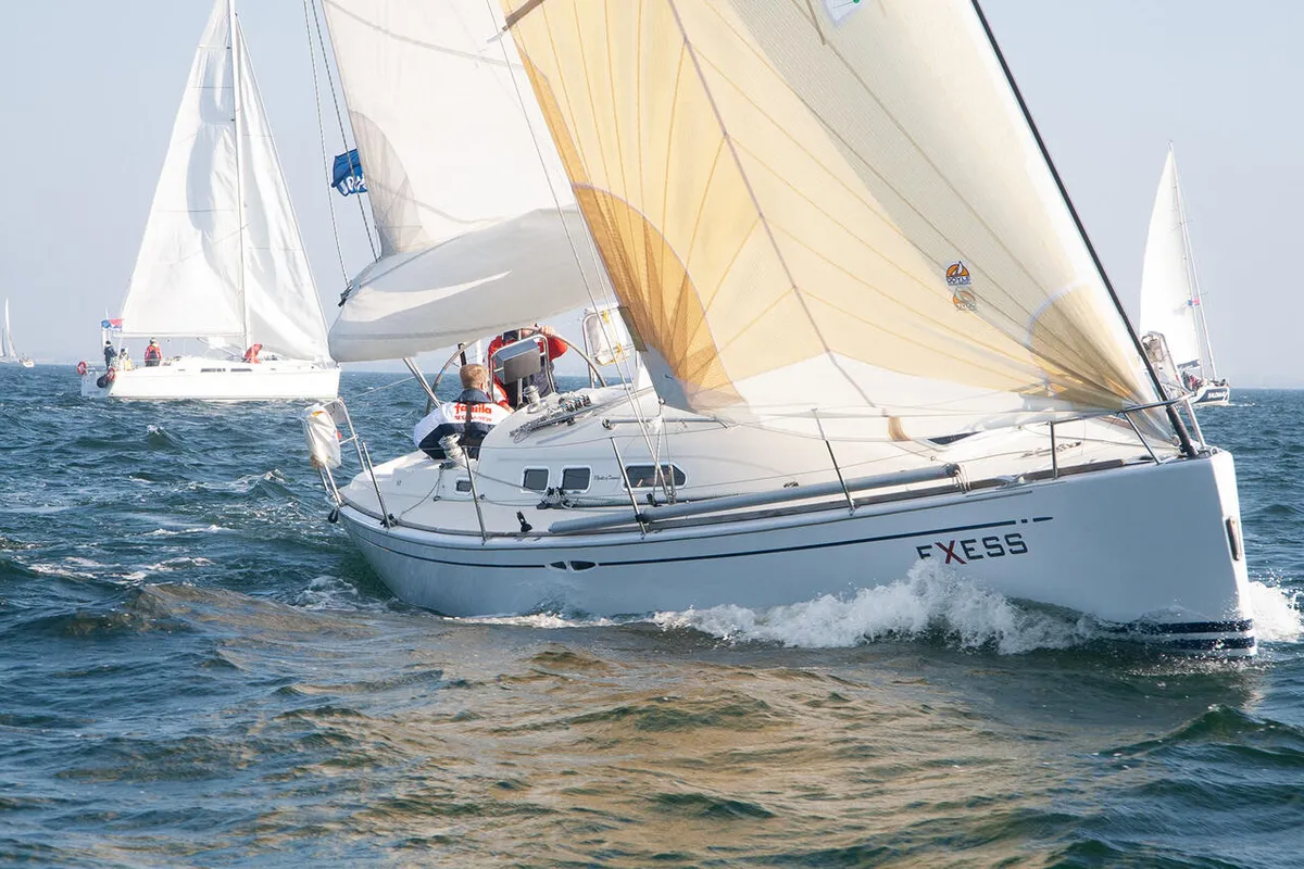 Exterior view of eXess, a X-Yachts X-37 sailboat at Barth, Germany