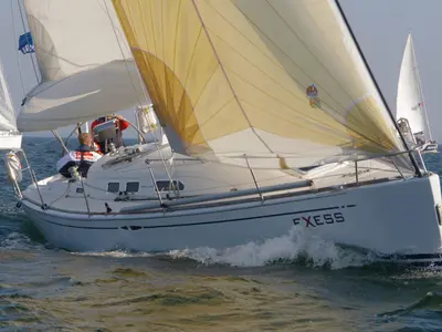 Exterior view of X-Yachts X-37, a sailboat at Barth, Germany