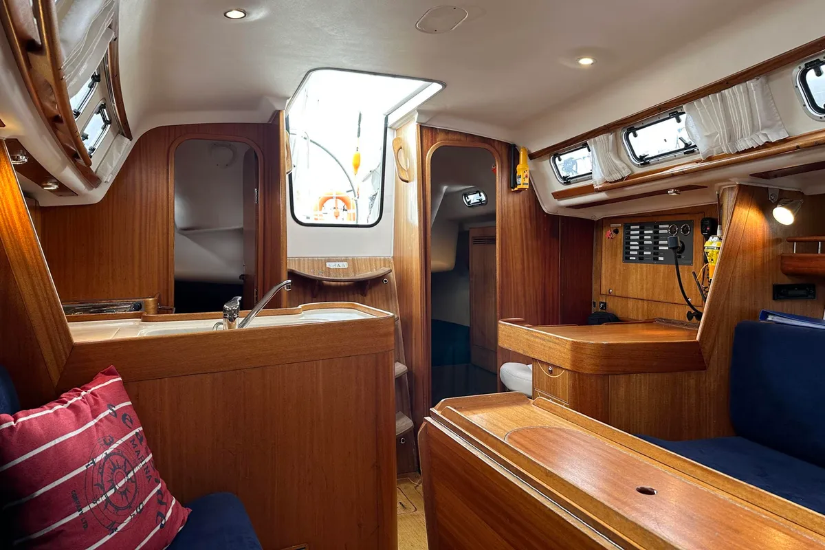 Salon of X-Yachts X-37, a sailboat at Barth, Germany
