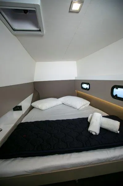 Cabin on Fortuna II, a Bali 4.1 catamaran at Marpissa, Greece