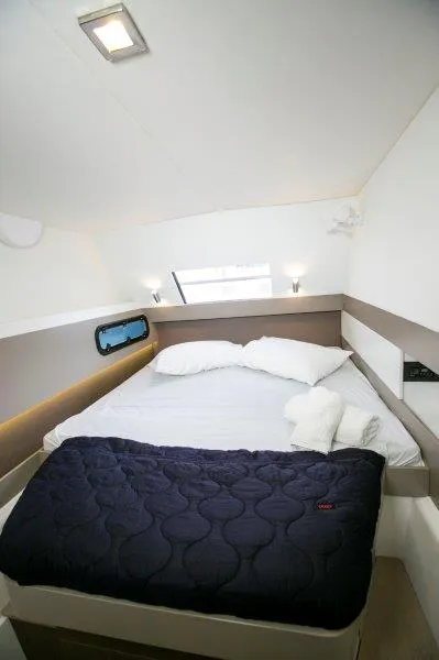 Cabin on Fortuna II, a Bali 4.1 catamaran at Marpissa, Greece