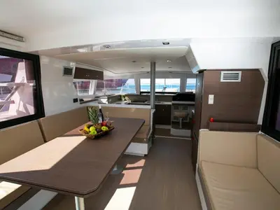 Salon of Fortuna II, a Bali 4.1 catamaran at Marpissa, Greece