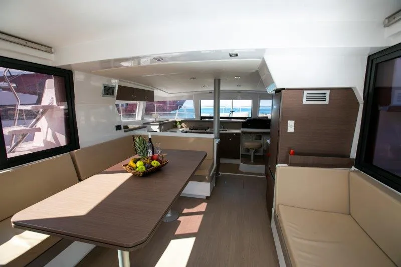 Salon of Fortuna II, a Bali 4.1 catamaran at Marpissa, Greece