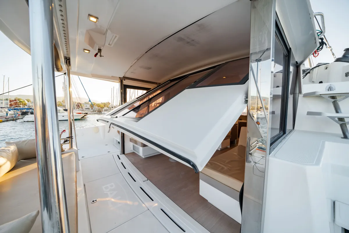 Deck of Fortuna II, a Bali 4.1 catamaran at Marpissa, Greece