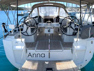 Cockpit of Anna, a Jeanneau Sun Odyssey 479 sailboat at Općina Rogoznica, Croatia