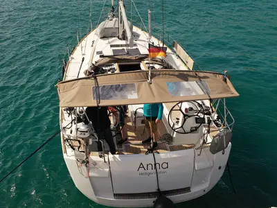 Deck of Anna, a Jeanneau Sun Odyssey 479 sailboat at Općina Rogoznica, Croatia