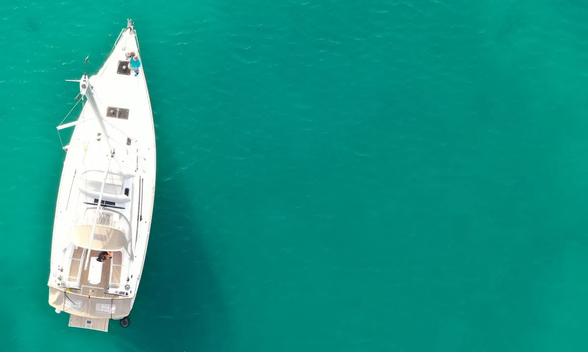 Exterior view of Anna, a Jeanneau Sun Odyssey 479 sailboat at Općina Rogoznica, Croatia