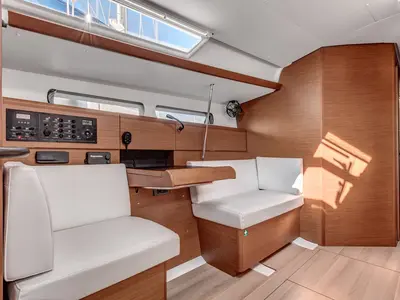 Salon of Fos, a Jeanneau Sun Odyssey 449 sailboat at Kontokali, Greece