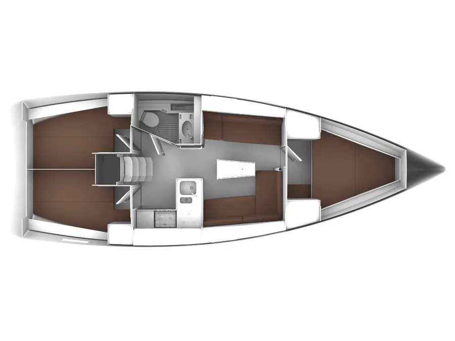 Floor plan of Gust, a Bavaria Cruiser 37 sailboat at Općina Sukošan, Croatia