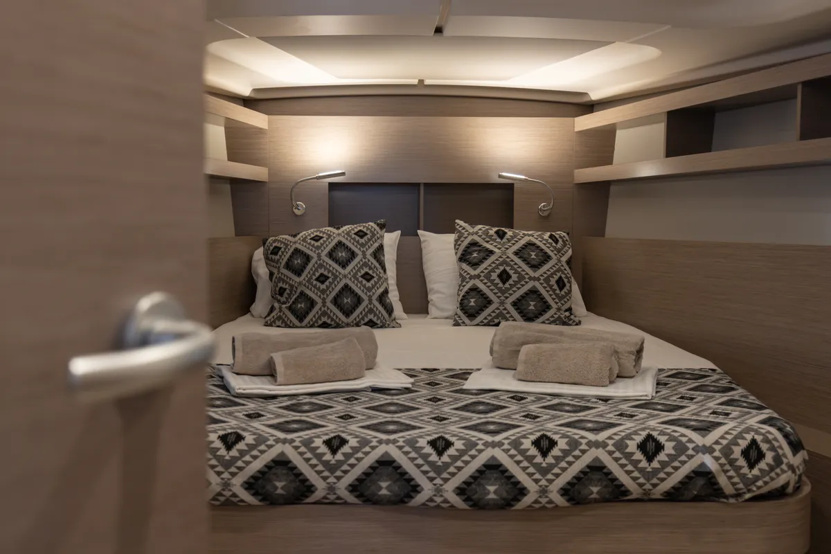 Cabin on Kalimera, a Hanse 458 sailboat at Lavreotiki Municipal Unit, Greece
