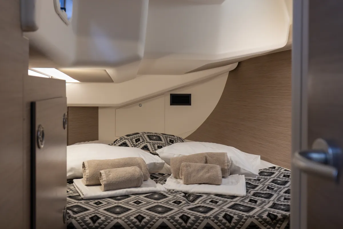 Cabin on Kalimera, a Hanse 458 sailboat at Lavreotiki Municipal Unit, Greece