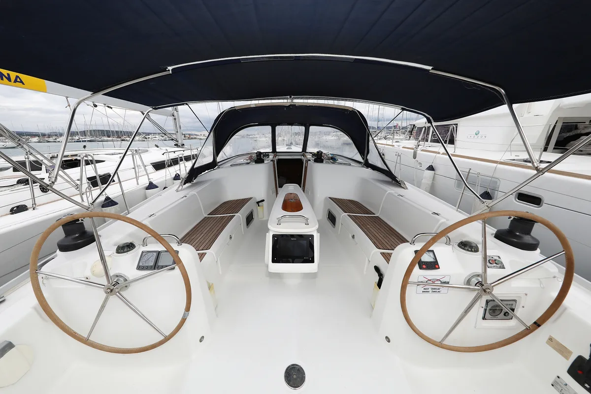 Cockpit of Kristina II , a Beneteau Cyclades 50.5 sailboat at Općina Sukošan, Croatia