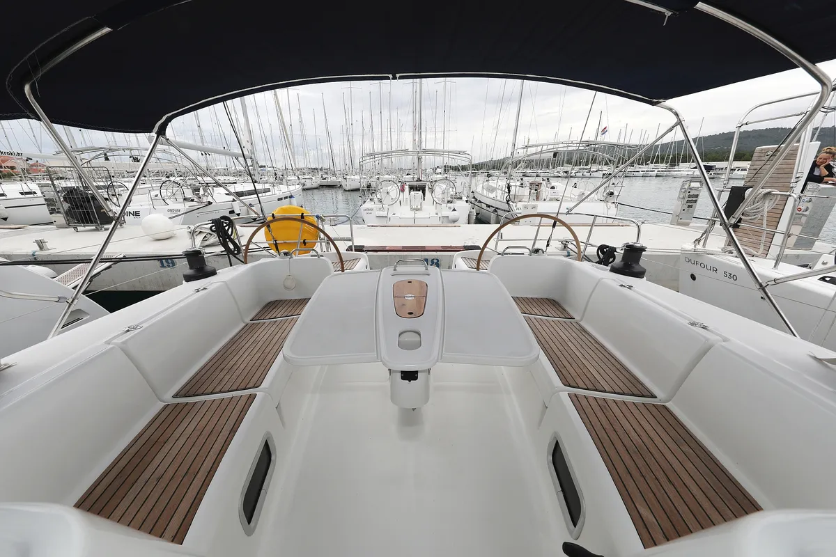 Cockpit of Kristina II , a Beneteau Cyclades 50.5 sailboat at Općina Sukošan, Croatia