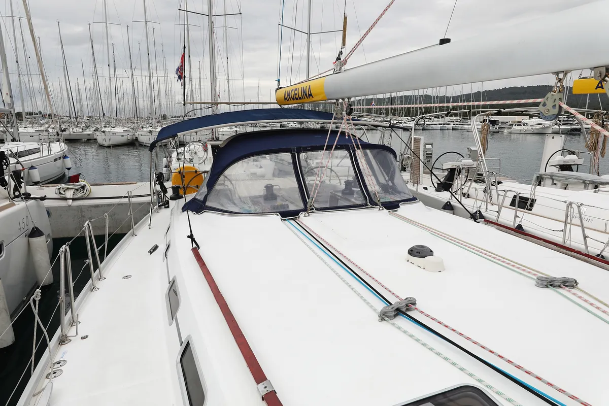 Deck of Kristina II , a Beneteau Cyclades 50.5 sailboat at Općina Sukošan, Croatia