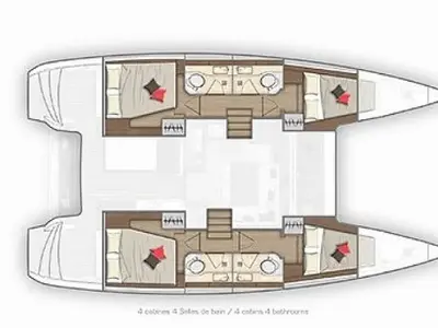 Floor plan of Anemone, a Lagoon 40 catamaran at Preveza, Greece