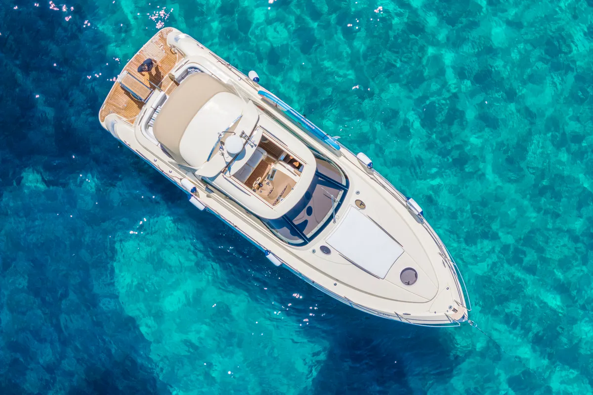 Exterior view of Jianos, a Elan Power 42 motorboat at Pallini Municipal Unit, Greece
