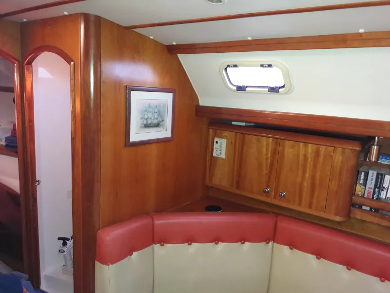 Salon of Jacosta, a Alfa 51 sailboat at Parikia, Greece