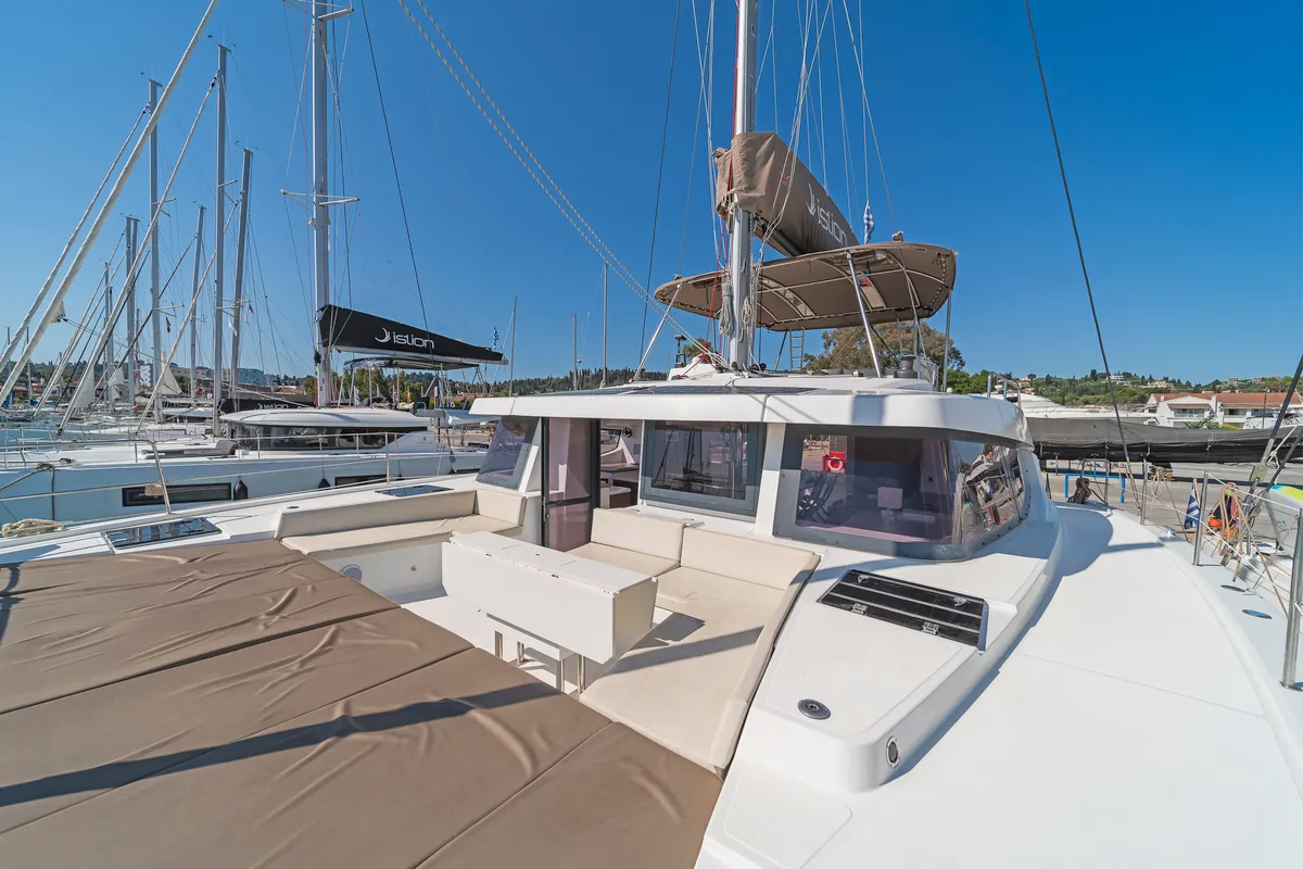 Cabin on Laguana, a Bali 4.8 catamaran at Kontokali, Greece