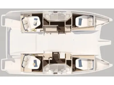 Floor plan of ISABELLA, a Fountaine Pajot FP 44 catamaran at Athens, Greece