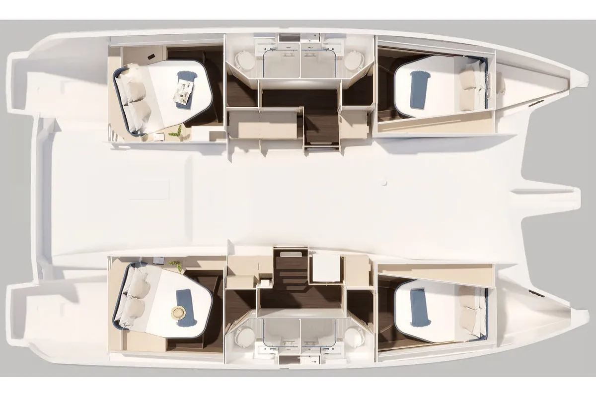 Floor plan of ISABELLA, a Fountaine Pajot FP 44 catamaran at Athens, Greece