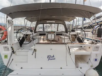 Galley of Wish Planet, a Dufour 530 sailboat at Palermo, Italy
