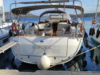 Deck of Aurora, a Bavaria Cruiser 46 sailboat at Athens, Greece