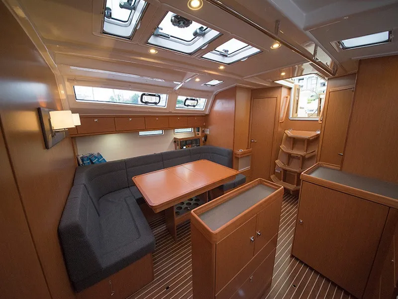 Salon of Aurora, a Bavaria Cruiser 46 sailboat at Athens, Greece